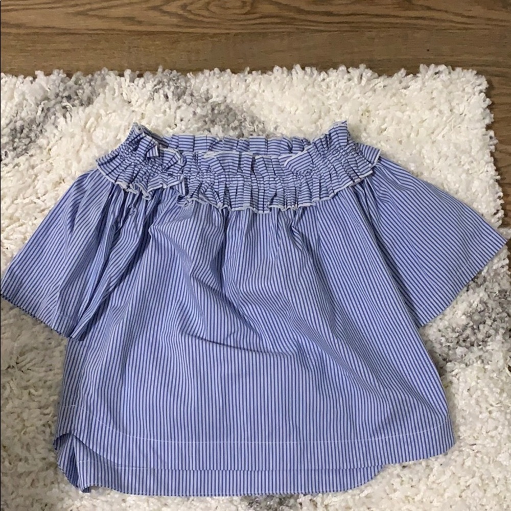 Vineyard Vines Off Shoulder Striped Ruffle Top